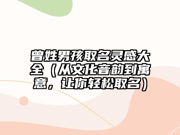 曾姓男孩取名灵感大全（从文化音韵到寓意，让你轻松取名）