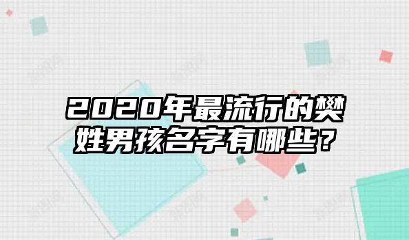 2020年最流行的樊姓男孩名字有哪些？