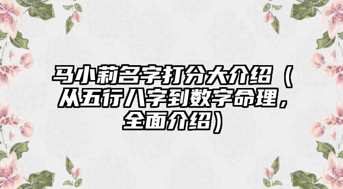 马小莉名字打分大介绍（从五行八字到数字命理，全面介绍）