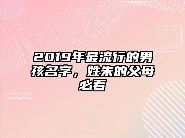 2019年最流行的男孩名字，姓朱的父母必看