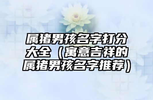 属猪男孩名字打分大全（寓意吉祥的属猪男孩名字推荐）