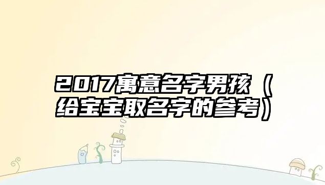 2017寓意名字男孩（给宝宝取名字的参考）