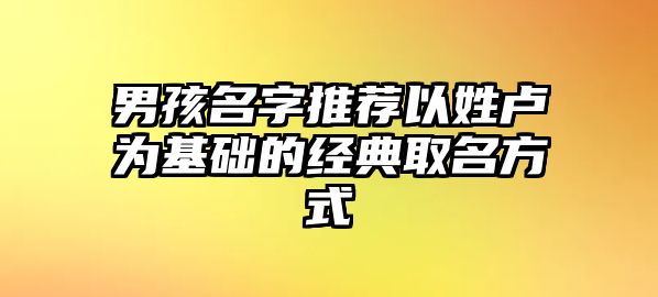 男孩名字推荐以姓卢为基础的经典取名方式