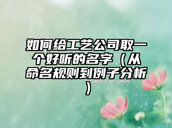 如何给工艺公司取一个好听的名字（从命名规则到例子分析）