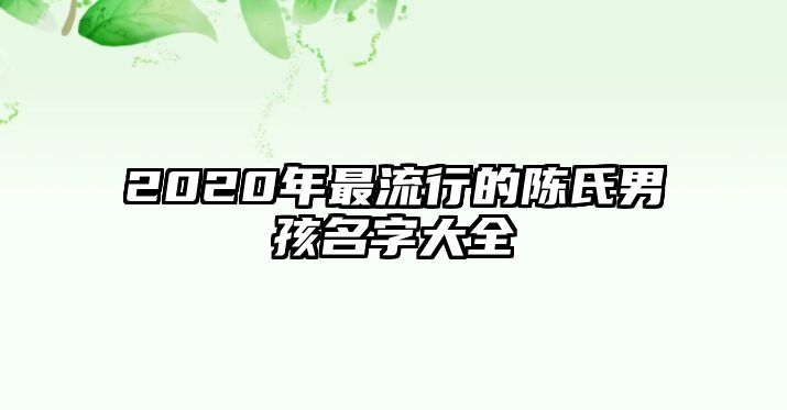 2020年最流行的陈氏男孩名字大全