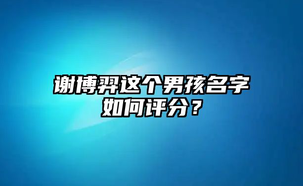 谢博羿这个男孩名字如何评分？