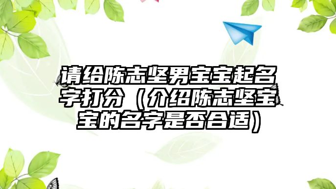 请给陈志坚男宝宝起名字打分（介绍陈志坚宝宝的名字是否合适）