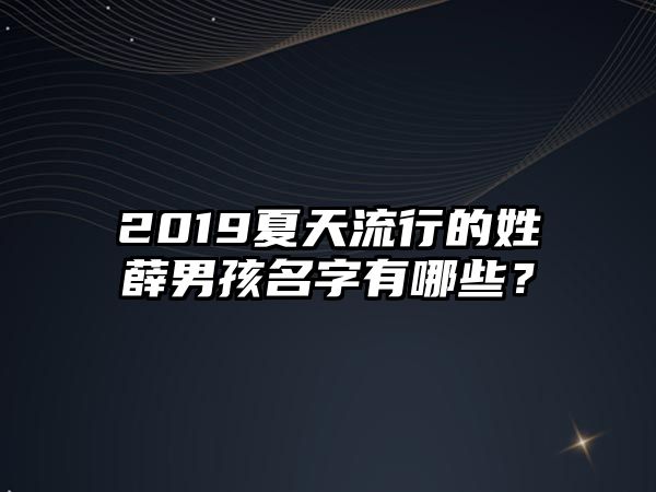 2019夏天流行的姓薛男孩名字有哪些？