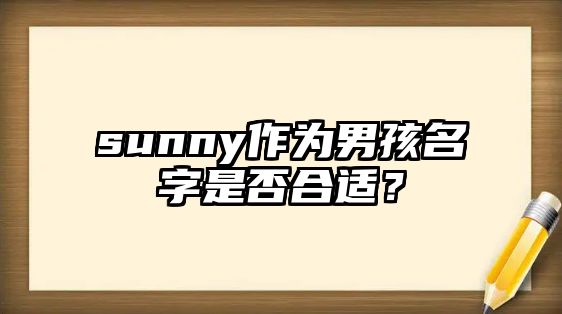 sunny作为男孩名字是否合适？