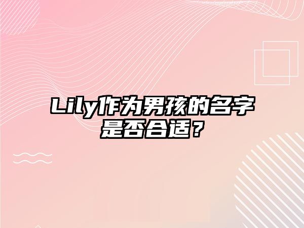 Lily作为男孩的名字是否合适？