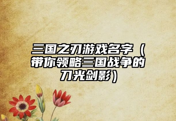 三国之刃游戏名字（带你领略三国战争的刀光剑影）