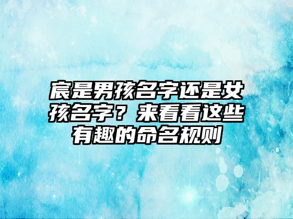 宸是男孩名字还是女孩名字？来看看这些有趣的命名规则