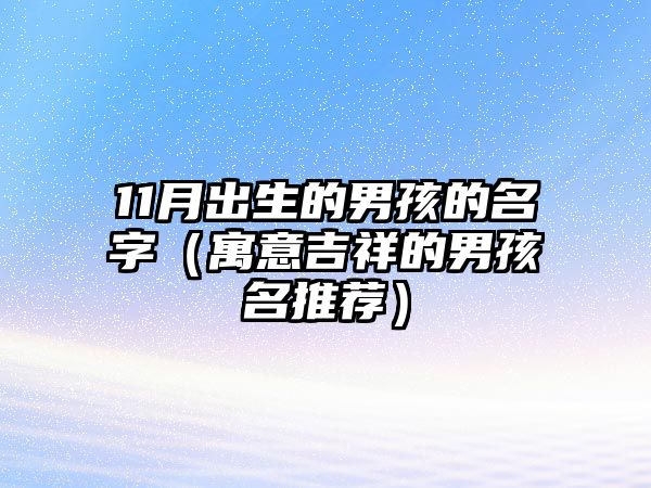 11月出生的男孩的名字（寓意吉祥的男孩名推荐）