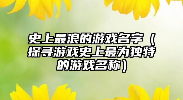 史上最浪的游戏名字（探寻游戏史上最为独特的游戏名称）