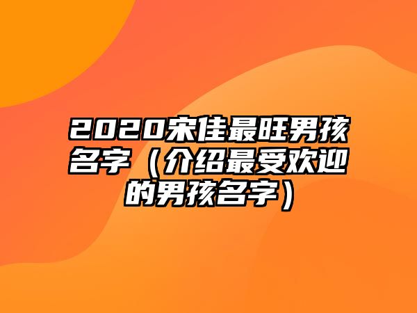 2020宋佳最旺男孩名字（介绍最受欢迎的男孩名字）