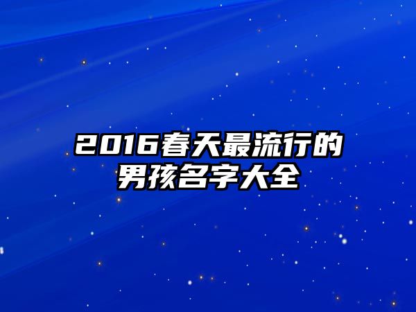 2016春天最流行的男孩名字大全