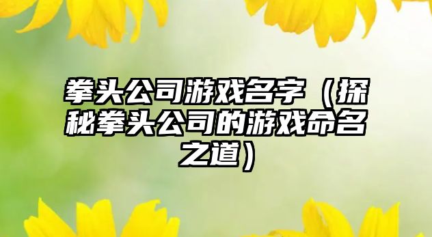 拳头公司游戏名字（探秘拳头公司的游戏命名之道）