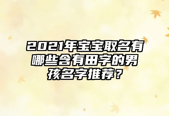 2021年宝宝取名有哪些含有田字的男孩名字推荐？