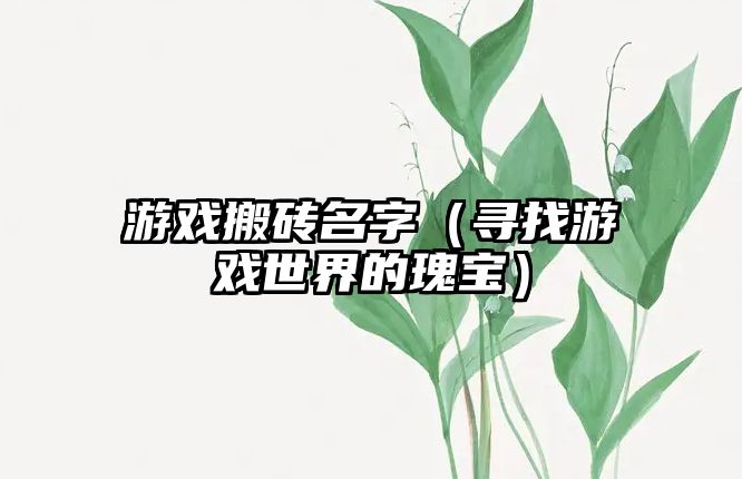 游戏搬砖名字（寻找游戏世界的瑰宝）