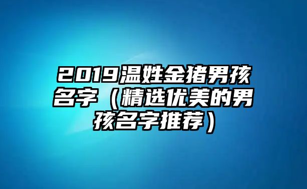 2019温姓金猪男孩名字（精选优美的男孩名字推荐）