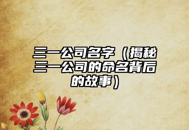 三一公司名字（揭秘三一公司的命名背后的故事）