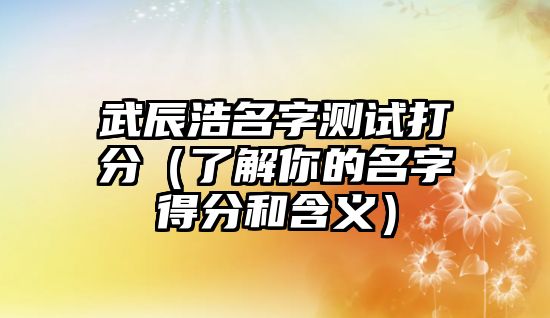 武辰浩名字测试打分（了解你的名字得分和含义）