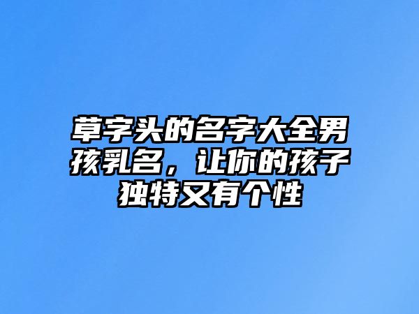 草字头的名字大全男孩乳名，让你的孩子独特又有个性