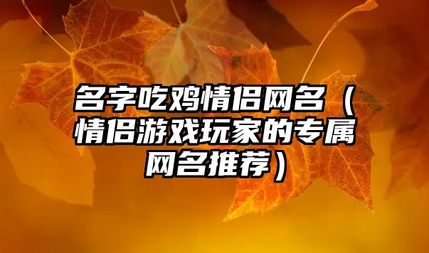 名字吃鸡情侣网名（情侣游戏玩家的专属网名推荐）