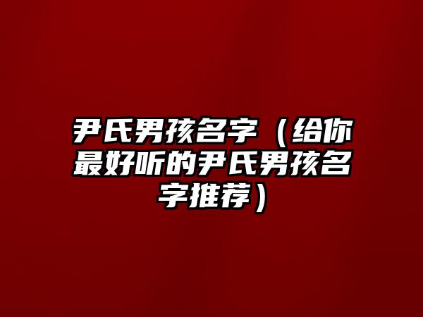 尹氏男孩名字（给你最好听的尹氏男孩名字推荐）