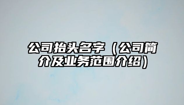 公司抬头名字（公司简介及业务范围介绍）