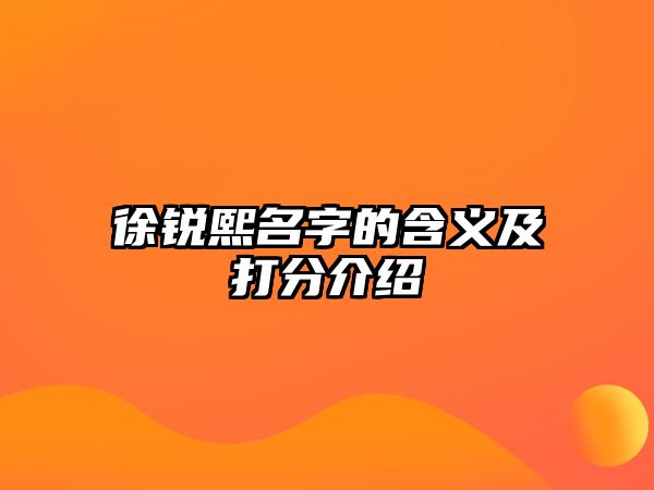 徐锐熙名字的含义及打分介绍