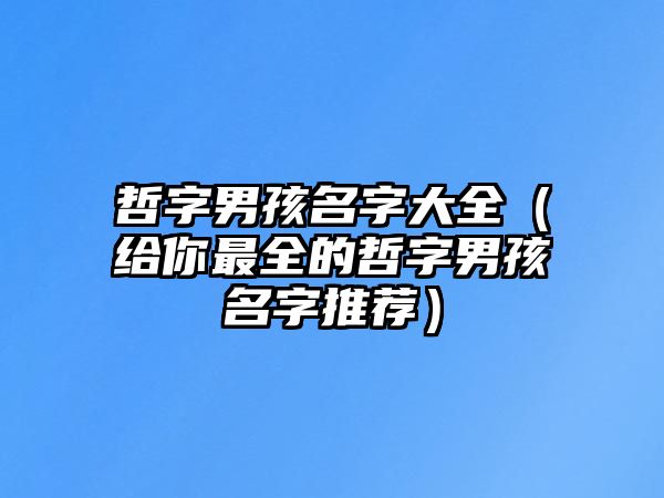 哲字男孩名字大全（给你最全的哲字男孩名字推荐）