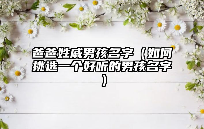 爸爸姓戚男孩名字（如何挑选一个好听的男孩名字）