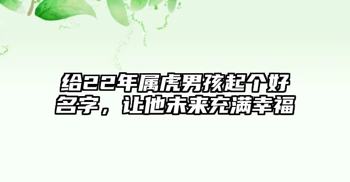 给22年属虎男孩起个好名字，让他未来充满幸福