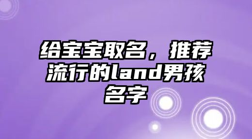 给宝宝取名，推荐流行的land男孩名字