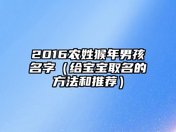 2016农姓猴年男孩名字（给宝宝取名的方法和推荐）