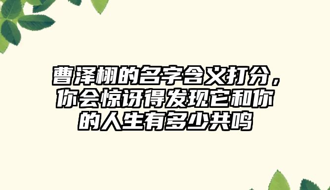 曹泽栩的名字含义打分，你会惊讶得发现它和你的人生有多少共鸣