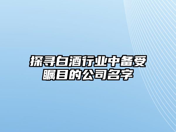 探寻白酒行业中备受瞩目的公司名字