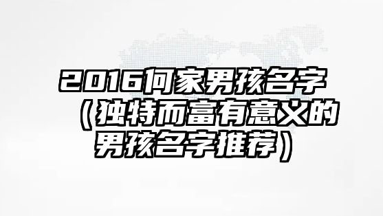 2016何家男孩名字（独特而富有意义的男孩名字推荐）