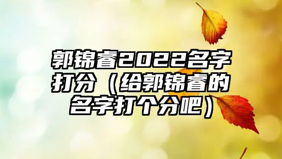 郭锦睿2022名字打分（给郭锦睿的名字打个分吧）