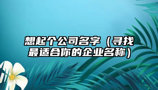 想起个公司名字（寻找最适合你的企业名称）