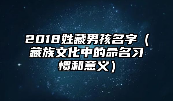 2018姓藏男孩名字（藏族文化中的命名习惯和意义）