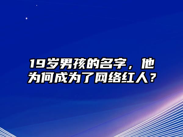 19岁男孩的名字，他为何成为了网络红人？