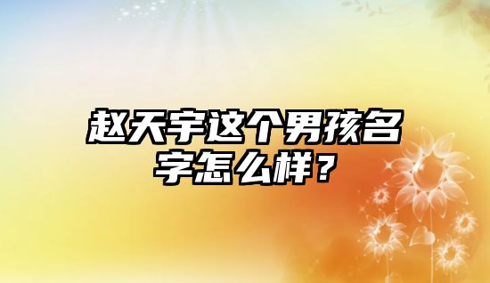 赵天宇这个男孩名字怎么样？