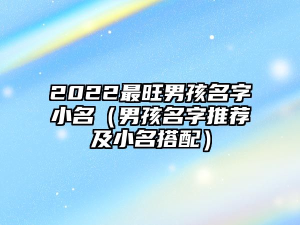 2022最旺男孩名字小名（男孩名字推荐及小名搭配）