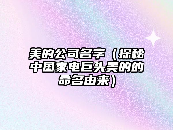 美的公司名字（探秘中国家电巨头美的的命名由来）